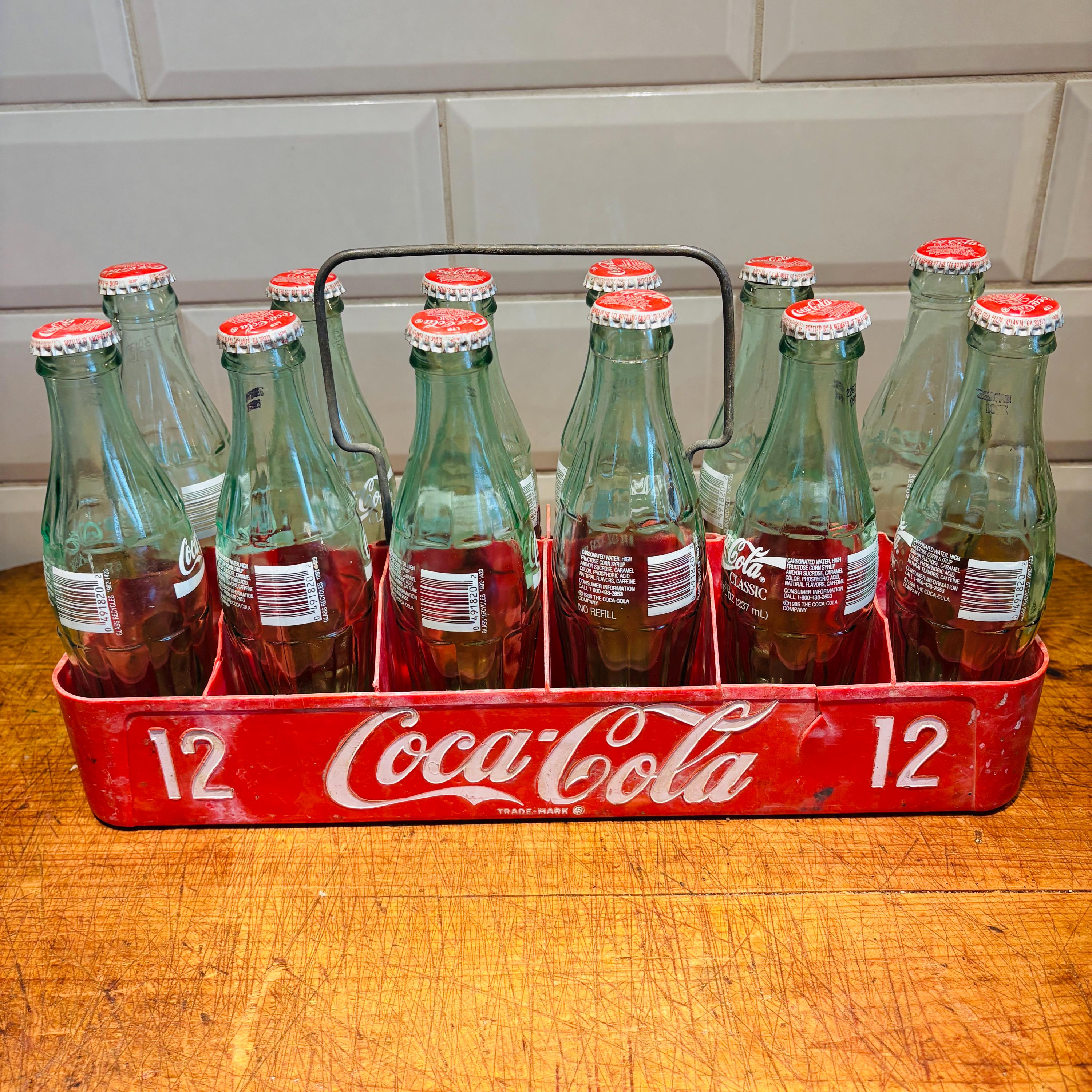 Vintage Coca-cola Caddy: Plastic 12-bottle Carrier, Metal Handle