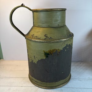 Vintage Avocado Green Milk Can: Rustic Farmhouse Decor