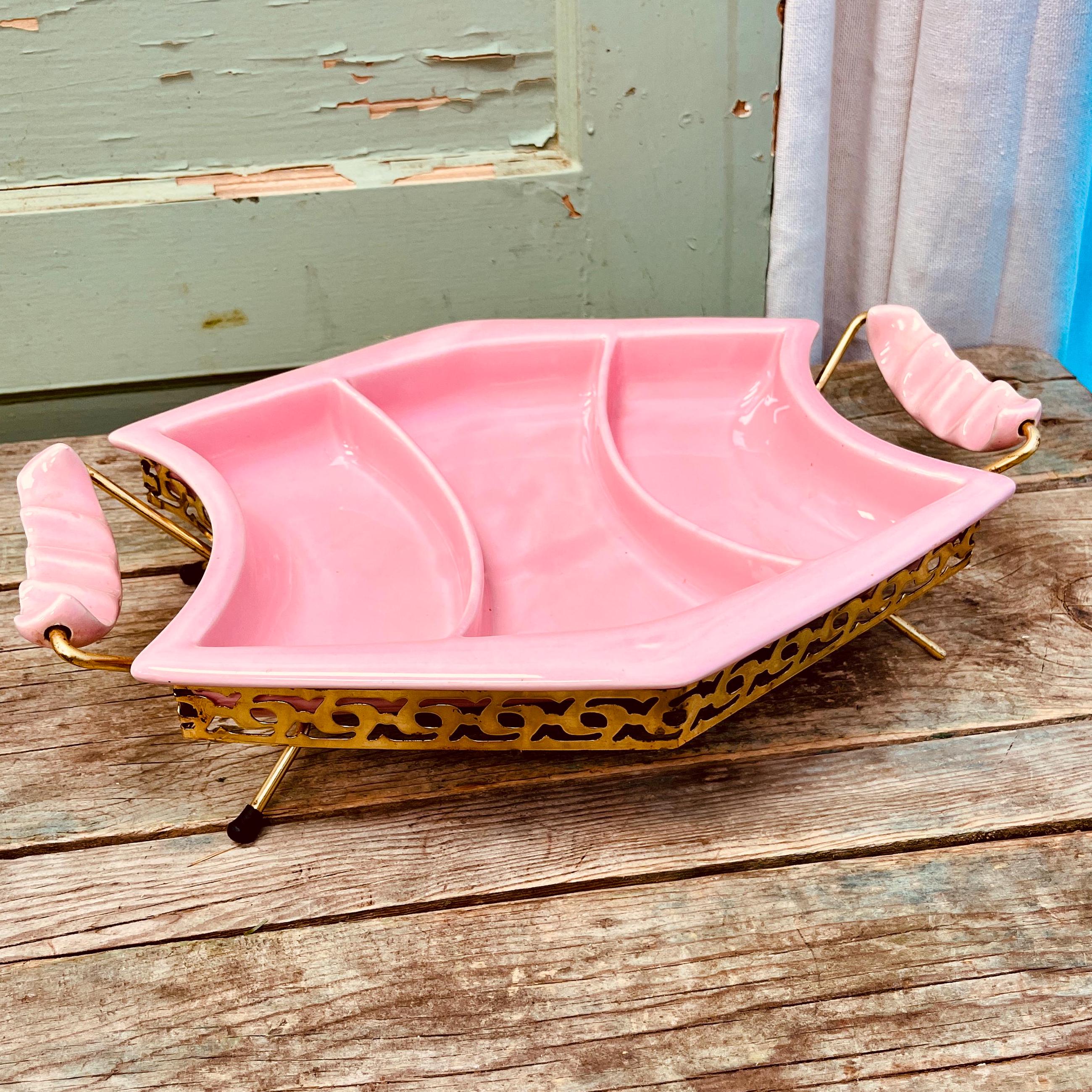 Miramar California Pink Serving Dish: 1950s Mid Century Modern