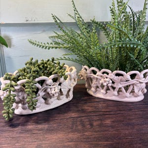 Antique Italian Ceramic Basket: Handcrafted Faience Fruit Bowl Centerpiece