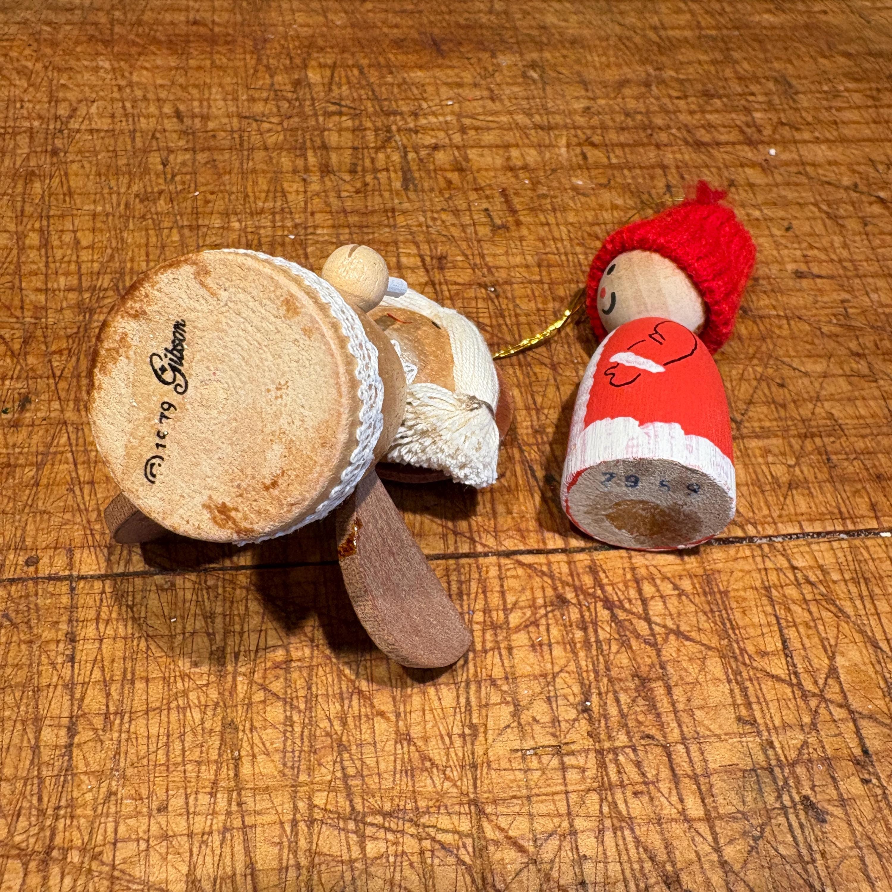木製エンジェル Vintage 1979 Hand-painted Wood Angel and Gnome Ornaments - Etsy
