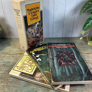 1970s Madeleine L'Engle Time Trilogy Box Set, Paperback Books Boxed Set, Vintage Fantasy Books, A Wrinkle in Time, A Wind in the Door