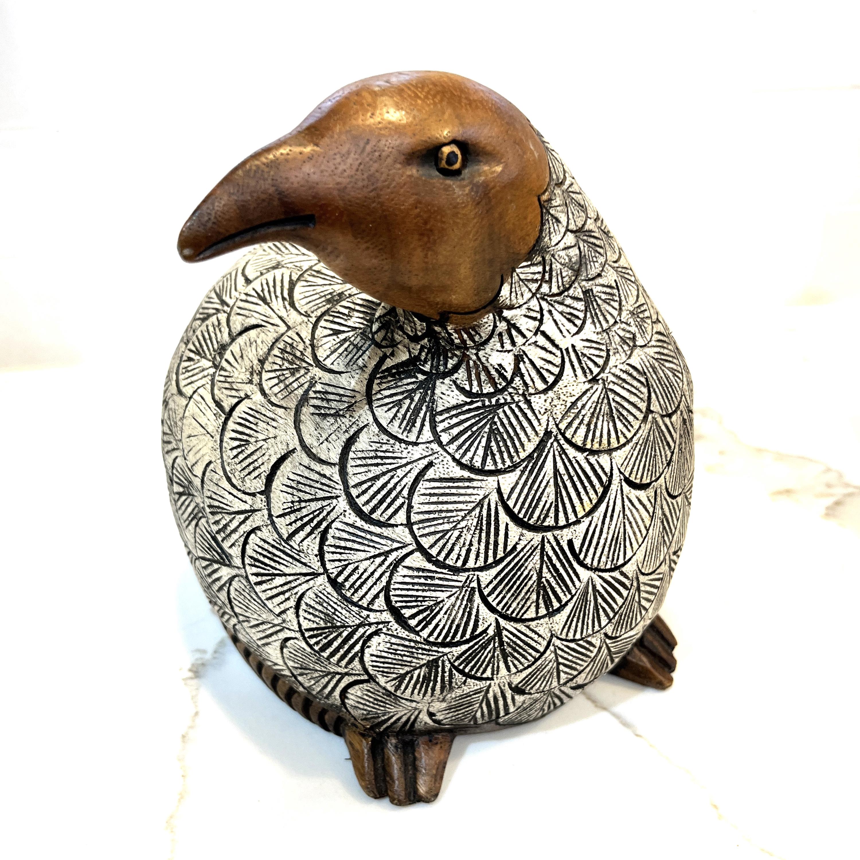 手彫りの木製ホロホロ鳥彫刻：タイの民芸品ペア - Etsy 日本