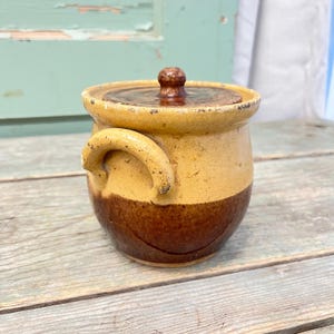 Vintage French Stoneware Crock with Lid, stamped France 2 on bottom, Free Shipping Guarantee