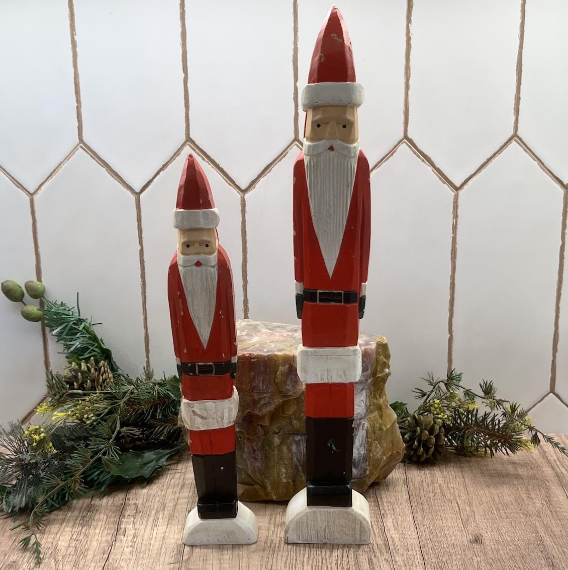 木製サンタクロースの彫刻29センチ Small wooden santa claus - Etsy 日本