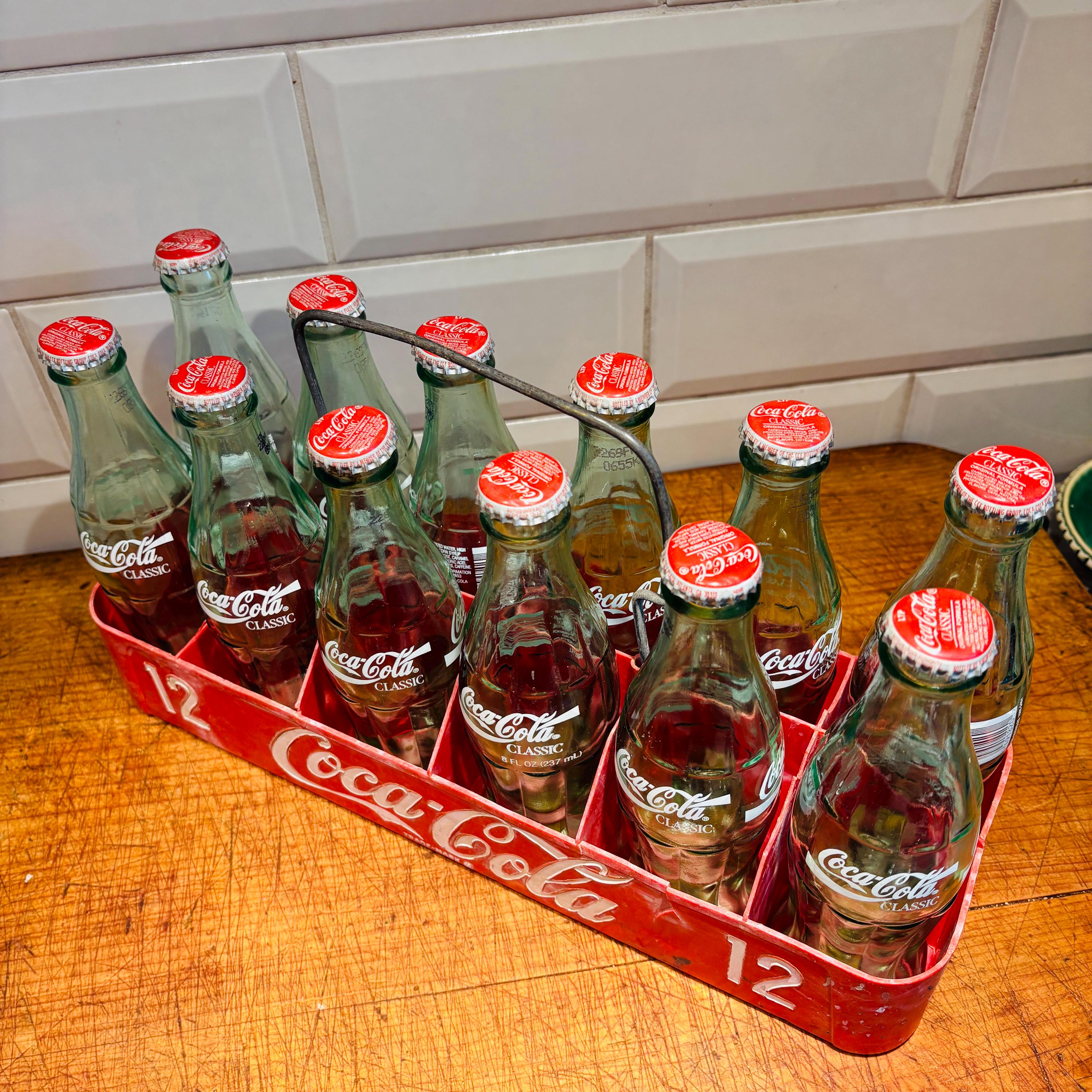 Vintage Coca-cola Caddy: Plastic 12-bottle Carrier, Metal Handle