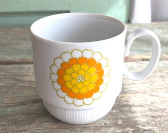 Georges Briard Florette Cup: Vintage Stackable China Mug
