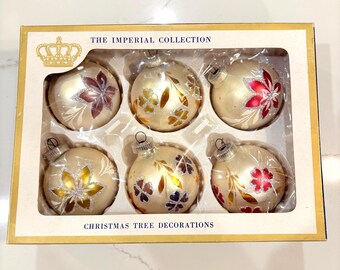 Vintage Sears Austria Glass Christmas Ornaments - Set of 6