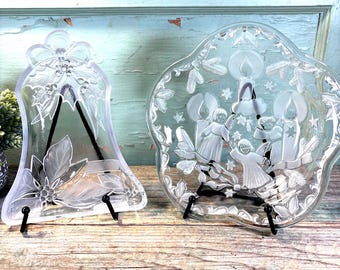 Vintage Indiana Glass Snowflake Snack Plates: Mid Century Modern