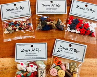 Vintage Specialty Buttons, &#39;Dress it Up&#39; New Old Stock -Made in the USA, various available, Free Shipping Guarantee