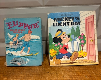 Vintage Walt Disney's Mickey's Lucky Day Mini Popup Book Paperback