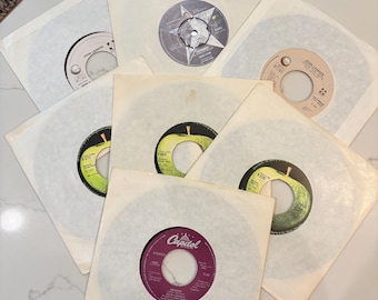 Lot of 7 Original  45 RPM Vinyl Records, The Beaatles, John Lennon, Ring Starr