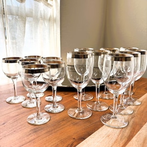 Mid Century Modern Silver Rim Stemware: Dorothy Thorpe Style