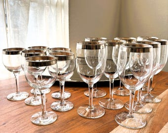 Mid Century Modern Silver Rim Stemware: Dorothy Thorpe Style