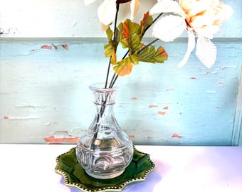 Vintage Wheaton Clear Glass Thumbprint Bud Vase