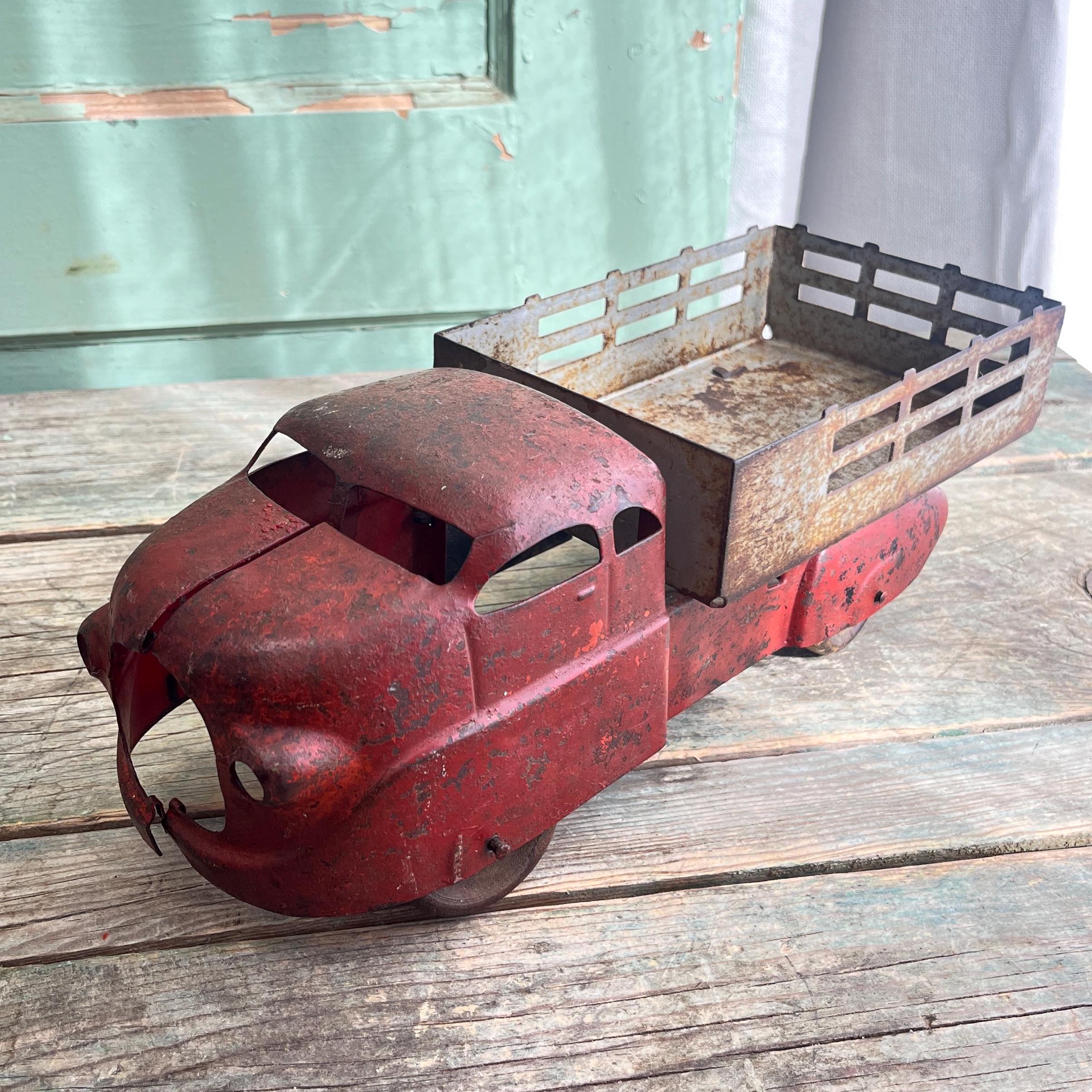 Vintage Buddy L Pressed Steel Truck, Wood Wheels, Circa
