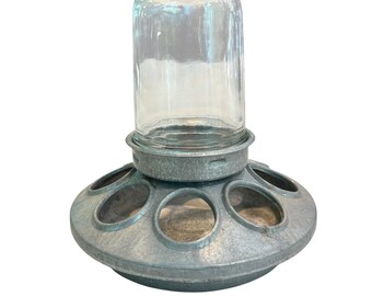 Vintage galvanisierte Einmachglas-Hühnerfutterhaus, Vogelfutterhaus