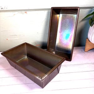 Vintage Heavy Metal Loaf Pans, Heavy Duty Loaf Baking Pans. 8” long, 3” wide, 2.25” tall. Perfect for gift loaves.