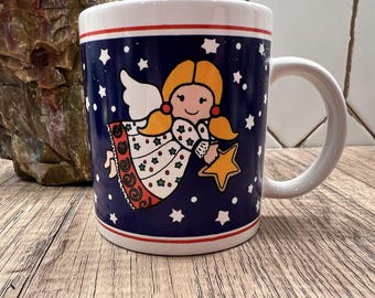 Taza navideña vintage de ángel de 1995: artículos clásicos para beber en las fiestas