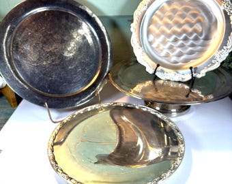 Vintage Silverplate Platters, Bar Trays, WM Rogers, Rogers & Bros, Moroccan Style, Sold Individually