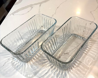Vintage Anchor Hocking Glass Loaf Pans, Classic Ribbed Design