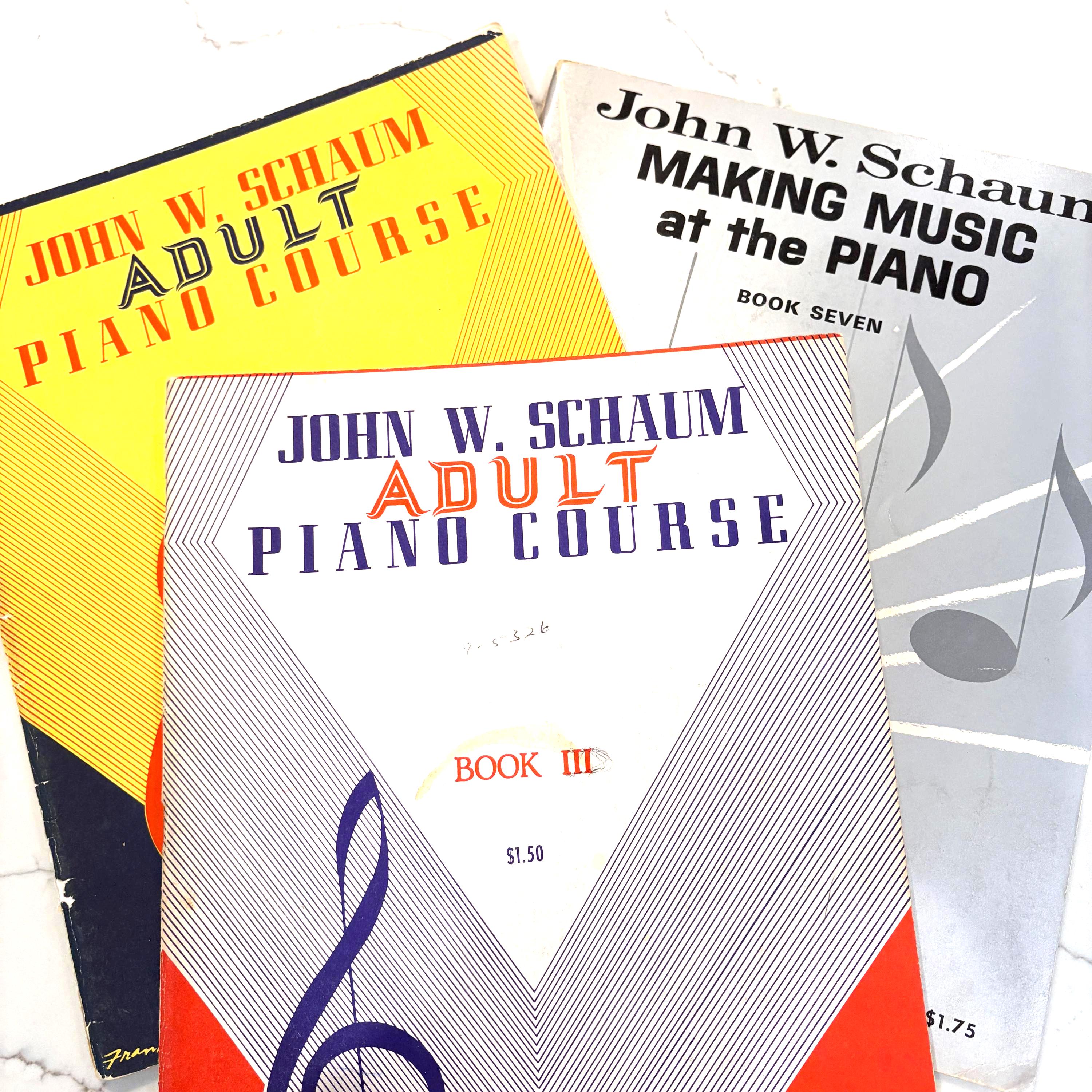 Vintage John W. Schaum Adult Piano Course Books II, III, Making Music Book 7