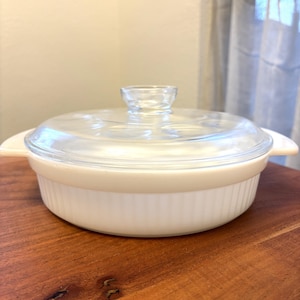 Vintage Fire King Milk Glass Casserole Dish with Lid