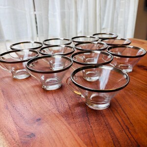 Vintage silver rim punch/tea glasses, Dorothy Thorpe style, MCM style, conical glasses, silver band, Free Shipping Guarantee