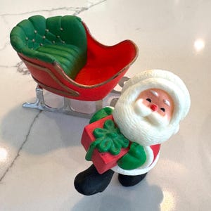 Vintage Hallmark Resin Santa and Sleigh: 1980 Merry Miniatures Set