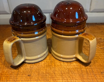 Vintage Large salt and pepper shakers,  stoneware