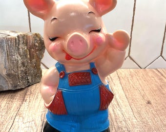 Hucha vintage de Russ Berrie Farmer de 1974 / Pieza de coleccionista fabricada en EE. UU.