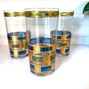 Vintage Culver Empress Highball Glasses: 22K Gold MCM Barware, Set of 3