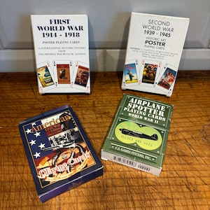 Cartes à jouer sur l'histoire militaire, affiches d'art historiques de Londres sur la Première et la Seconde Guerre mondiale, Union de la guerre de Sécession, jeu de cartes d'observation des avions de la Seconde Guerre mondiale,