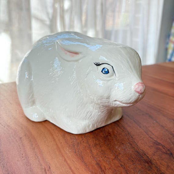 Figurine Lapin En Céramique Blanche – Décoration Pâques, Statue Ornement Bureau Ou Table, Symbole De Chance, 2 Tailles