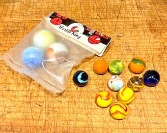 Vintage Marble Collection, Marble King Big Boy NOS, Akro Agate Style Swirl Marbles