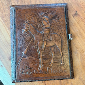 Libreta de notas y portaplumas vintage de Don Quijote, de cuero repujado a mano, Hombre de la Mancha, envío gratuito garantizado