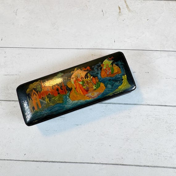 Vintage Boxes, Russian rectangular box, Signed on… - image 6