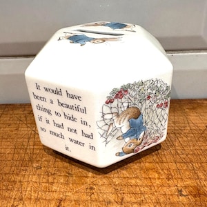 Charming Vintage Hexagonal Peter Rabbit Bank by Wedgwood