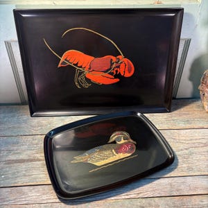 Vintage Couroc Tray: Mid-Century Modern Bar Tray with Inlaid Brass