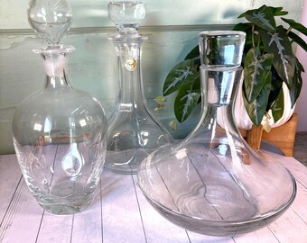 Vintage Lead Crystal Decanter with Glass Stopper - Cristal France