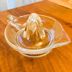 Vintage glass juicer, depression glass, pressed glass reamer/juicer, housewarming gift, vintage bar ware, Free Shipping Guarantee