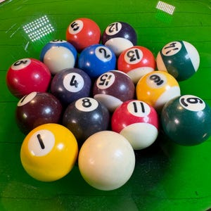 Vintage Mini Pool and Snooker Ball Set - Perfect for Decor, Crafts & Unique Gifts! Snooker Billiard Balls,  Game Room Decor
