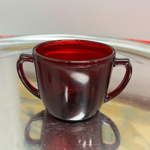 Ruby red sugar bowl, vintage, mid century, Free shipping guarantee