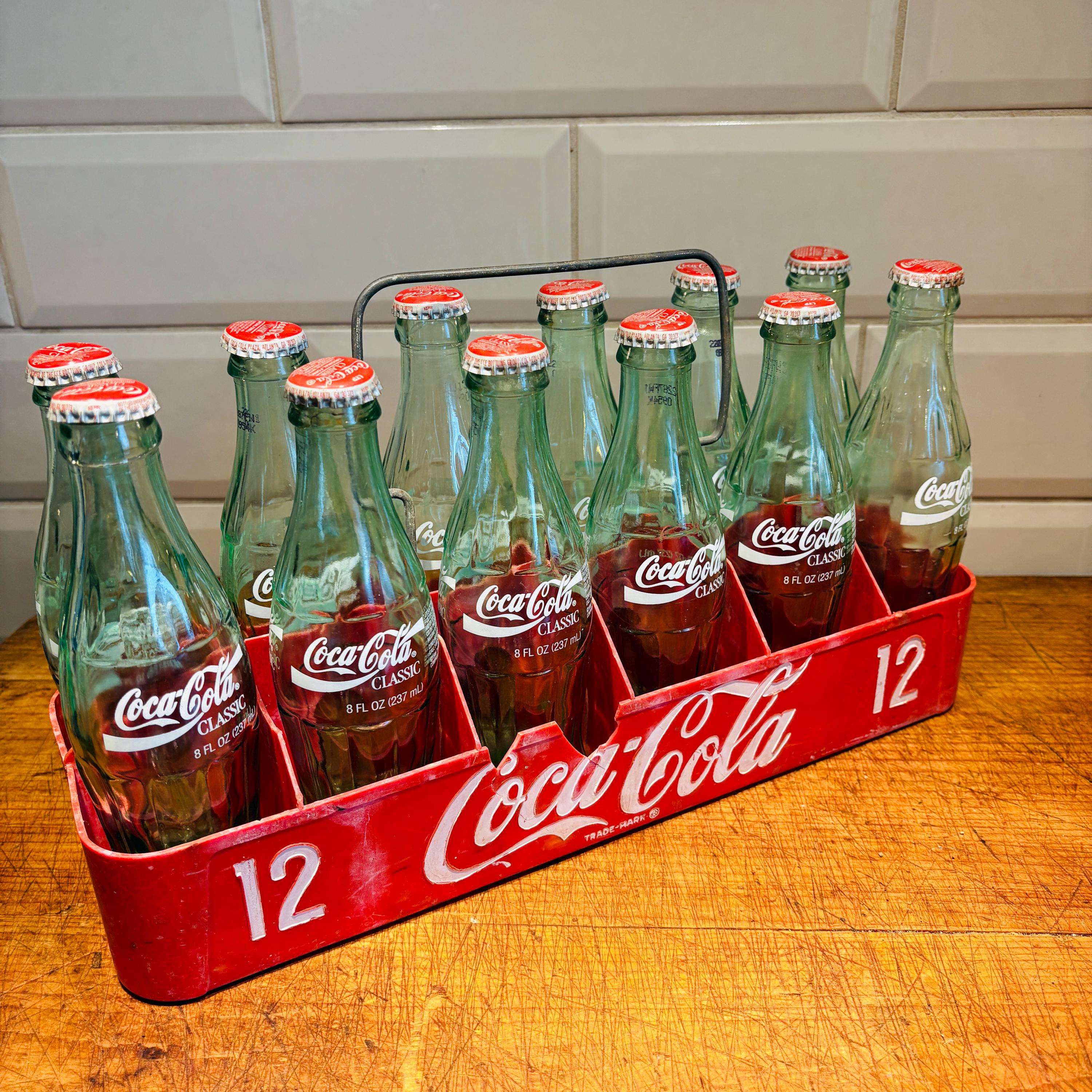 Vintage Coca-cola Caddy: Plastic 12-bottle Carrier, Metal Handle