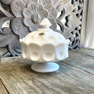 Westmoreland Milk Glass footed candy dish, handmade milk glass, 1950s, housewarming gift, vintage gift, FREE SHIPPING GUARANTEE