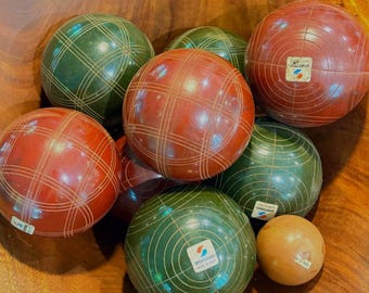 Vintage Sportcraft Bocce Balls,  9 Available, Made in Italy