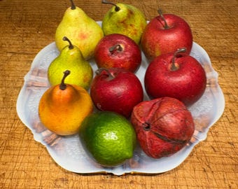 Vintage Faux Fruit, Small Decorative Fruits, Pears, Apples, Lime,
