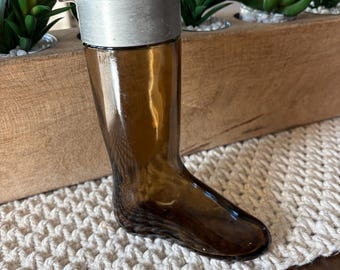 Vintage Avon Bottle: Brown Glass Riding Boot, Wild Country Indian Head