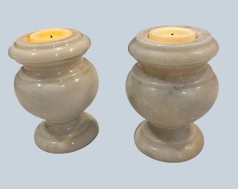 Antique Marble Candle  Holders, Pair