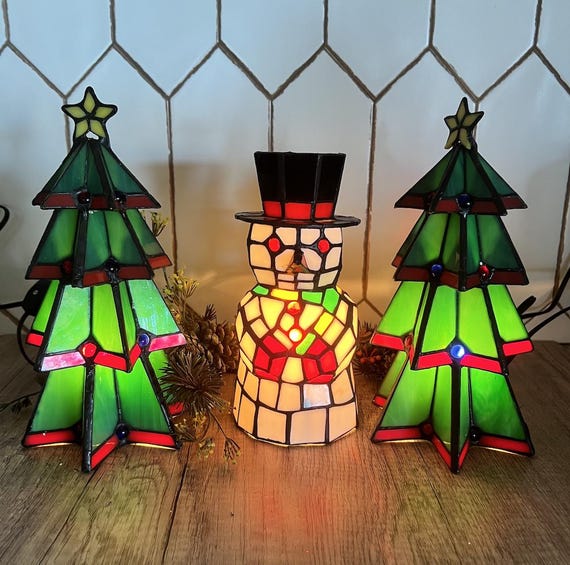 Tiffany-Art Weihnachtsbaum-Lampe: Urlaub Wohnen Glasmalerei-Dekor